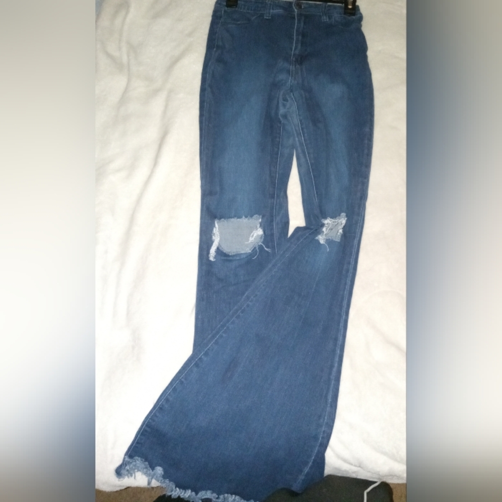 Womens wide legged bell bottom jeans